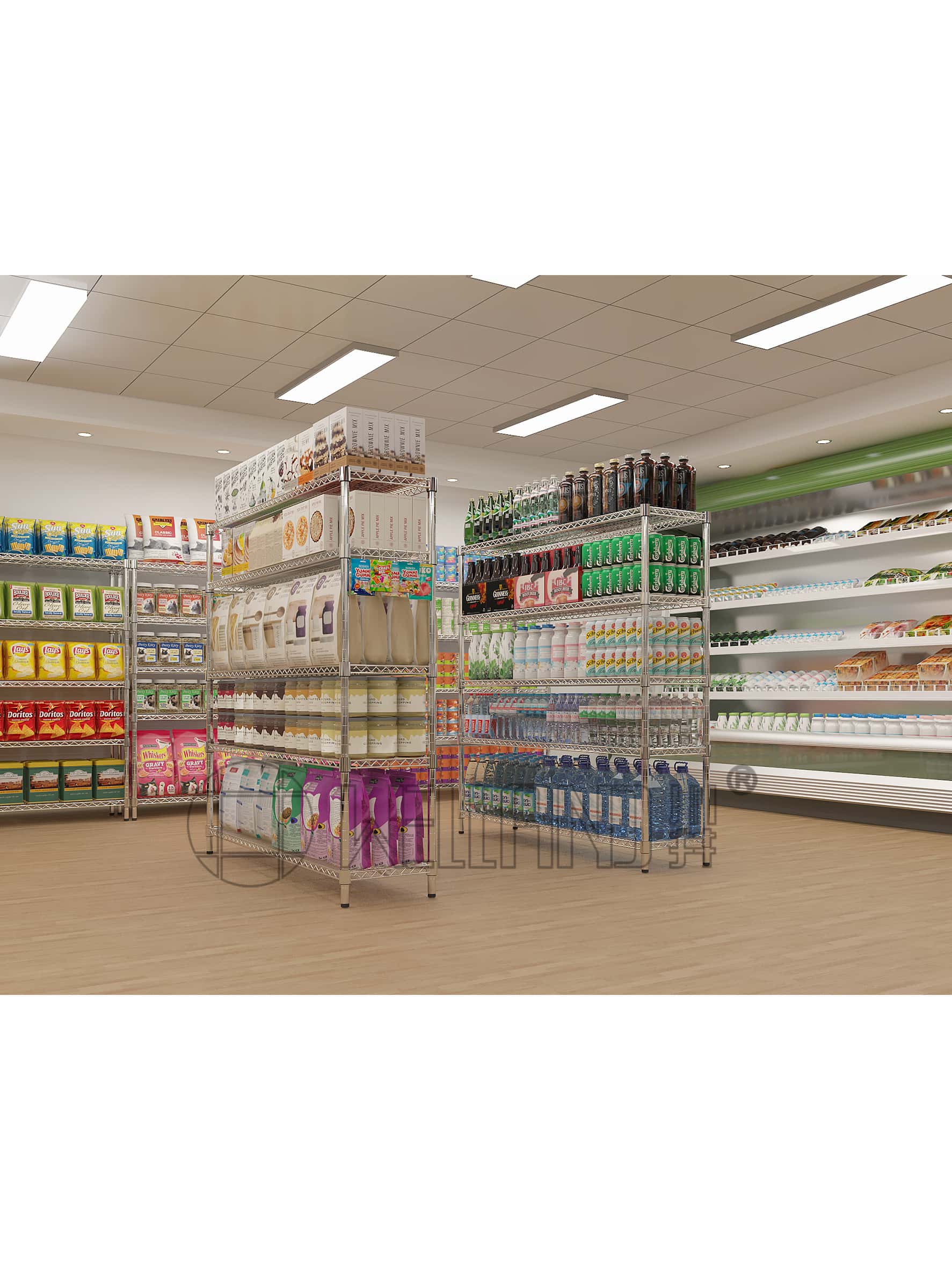 電鍍鉻可調(diào)超市展示架 電鍍鉻可調(diào)超市展示架